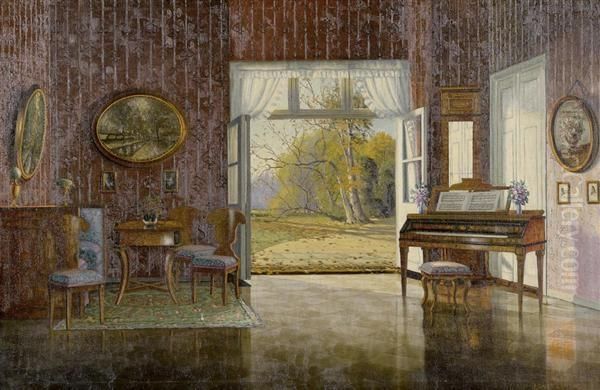 Musikzimmer. Oil Painting by Ernst Lorenz-Murowana