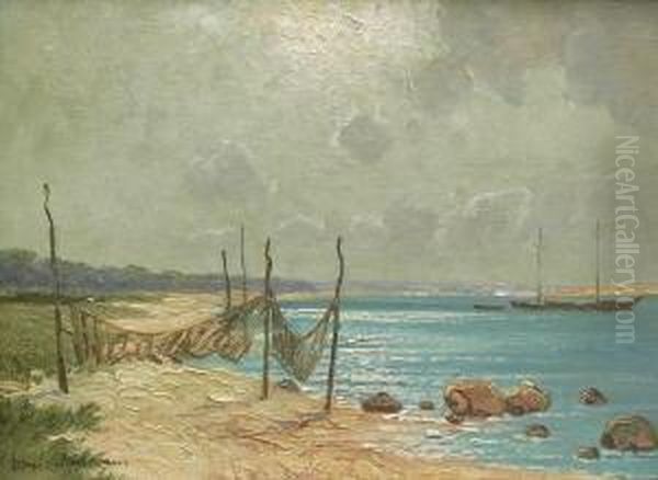 Ostseestrand, Binz - Blick Auf Sassnitz Oil Painting by Ernst Lorenz-Murowana