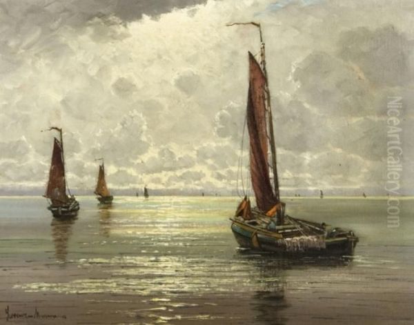 Zeesenboote Auf Der Ostsee Oil Painting by Ernst Lorenz-Murowana