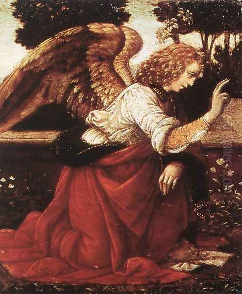 Annunciation (detail 1) 1478-82 Oil Painting by Leonardo Da Vinci