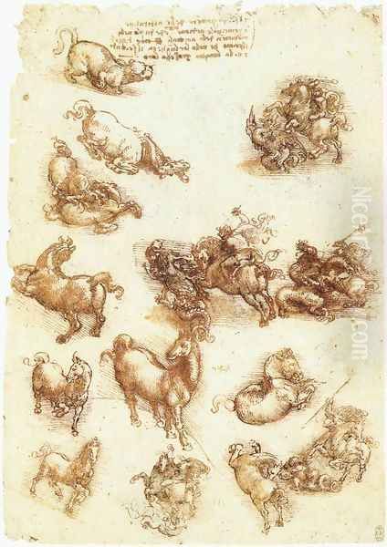 Study sheet with horses Oil Painting by Leonardo Da Vinci