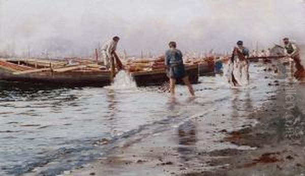 Scena Di Pesca Oil Painting by Vincenzo Loria