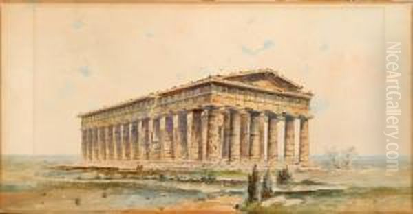 Temple Of Hera At Paestum Oil Painting by Vincenzo Loria