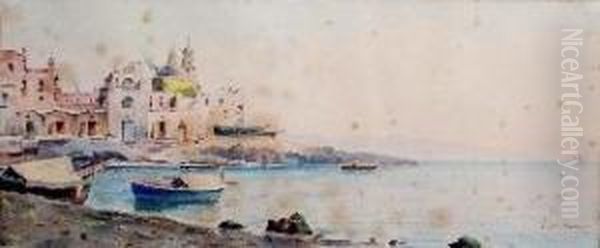 Paese Sulla Spiaggia Oil Painting by Vincenzo Loria