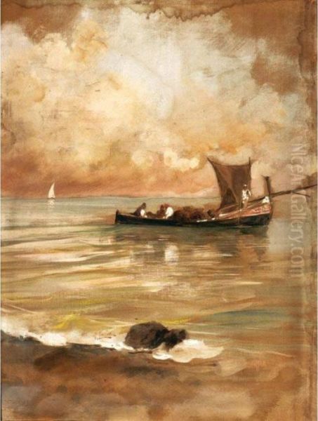 Pescatori Al Mare Oil Painting by Vincenzo Loria