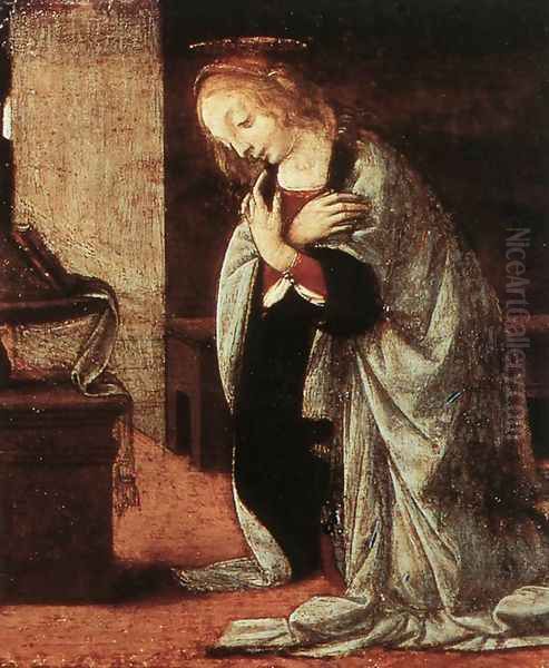 Annunciation (detail 2) 1478-82 Oil Painting by Leonardo Da Vinci