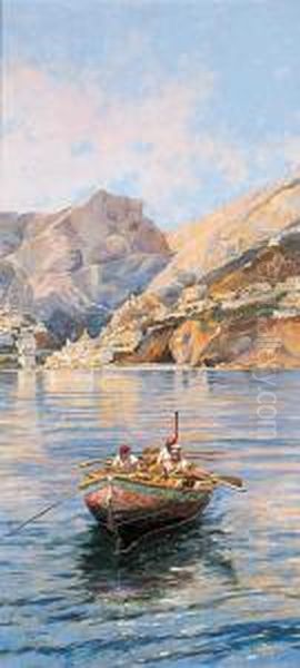 Pescatori A Positano Oil Painting by Vincenzo Loria