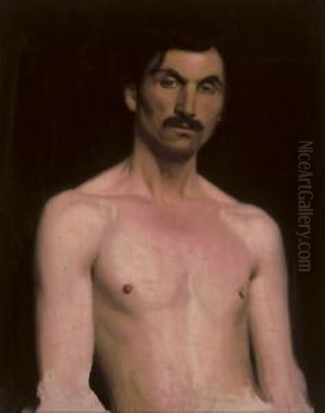 Self-portrait, Half-length, Nude Oil Painting by John Henry Lorimer