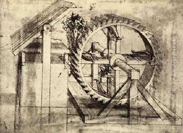 Crossbow Machine Oil Painting by Leonardo Da Vinci