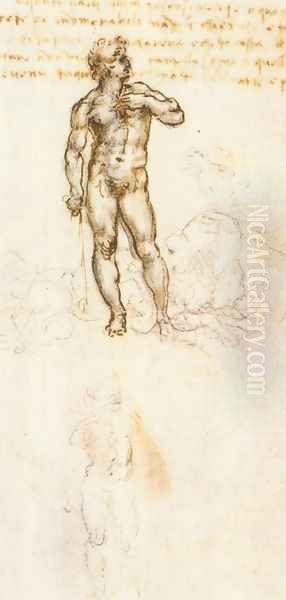 Study of David by Michelangelo Oil Painting by Leonardo Da Vinci