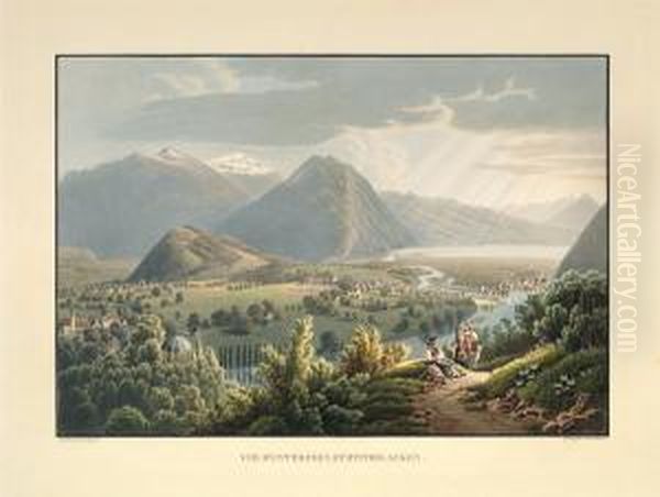 Vue D'unterseenet D'interlaken Oil Painting by Gabriel I Lory