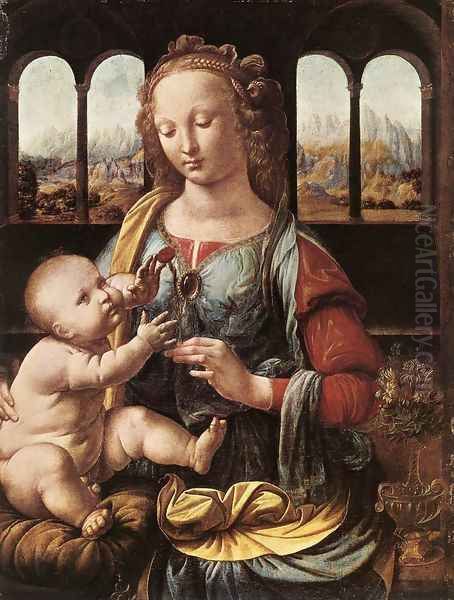 The Madonna of the Carnation 1478-80 Oil Painting by Leonardo Da Vinci