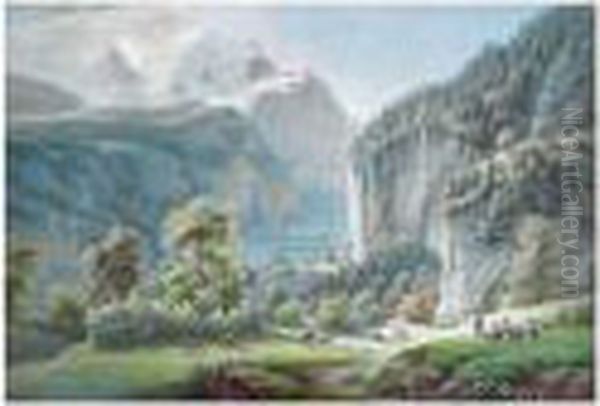 Valee De Lauterbrunnen Oil Painting by Gabriel I Lory