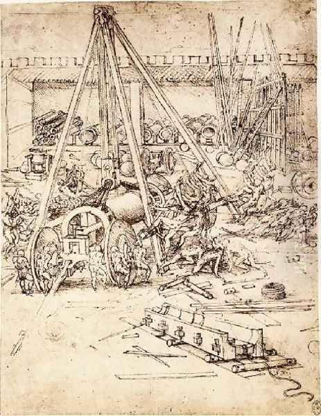 Cannon Foundry Oil Painting by Leonardo Da Vinci