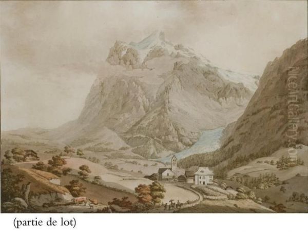 La Vallee De Lauterbrounnen Oil Painting by Mathias Gabriel Lory