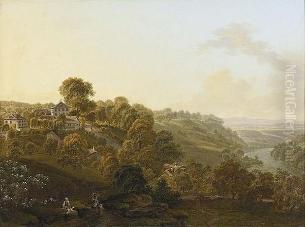 Blick Auf Die Elfenau Oberhalb Der Aare. Oil Painting by Mathias Gabriel Lory