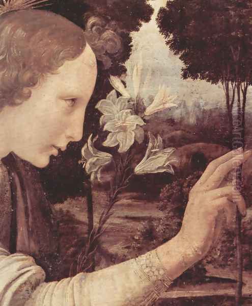 Annunciation (detail) 7 Oil Painting by Leonardo Da Vinci