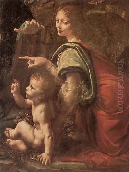 Virgin of the Rocks (detail 2) 1483-86 Oil Painting by Leonardo Da Vinci