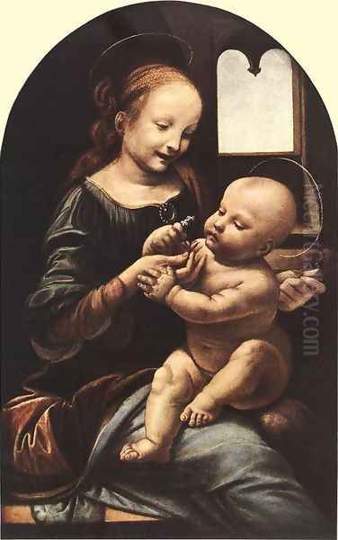 Madonna with a Flower (Madonna Benois) c. 1478 Oil Painting by Leonardo Da Vinci