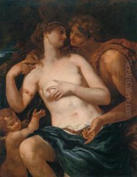 Venere E Adone Oil Painting by Johann Karl Loth