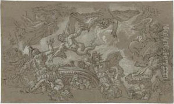 An Episode From Virgil's Aeneid:
 The Harpies Attacking The Fleet Ofaeneas On The Strophades Oil Painting by Johann Karl Loth