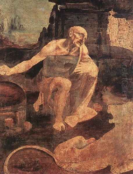 St Jerome c. 1480 Oil Painting by Leonardo Da Vinci