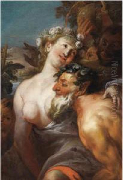 Satyr And Bacchante Oil Painting by Johann Karl Loth