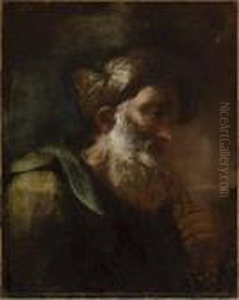 A Bearded Man Wearing A Turban Oil Painting by Johann Karl Loth