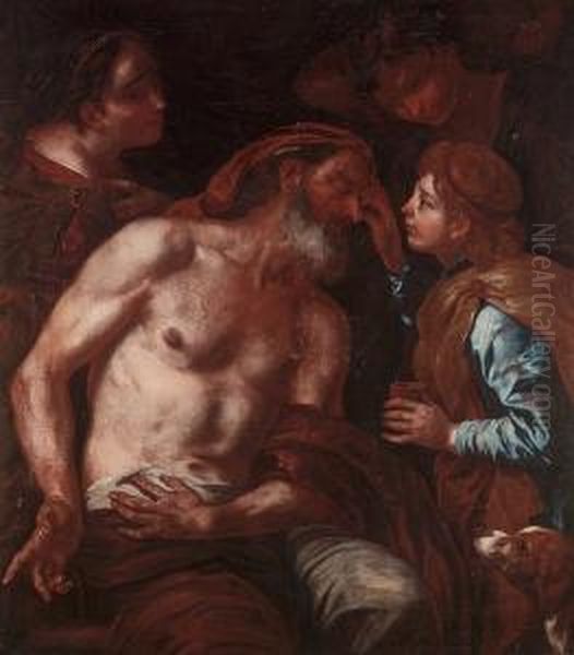 Tobias Healing Tobit's Blindness Oil Painting by Johann Karl Loth