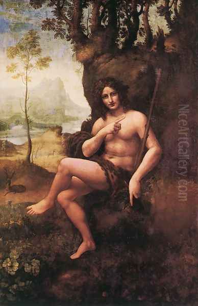 St John in the Wilderness (Bacchus) 1510-15 Oil Painting by Leonardo Da Vinci