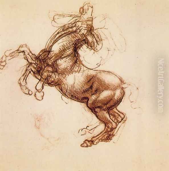 Rearing Horse 1483-98 Oil Painting by Leonardo Da Vinci