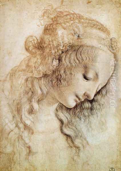 Head of a Woman Oil Painting by Leonardo Da Vinci