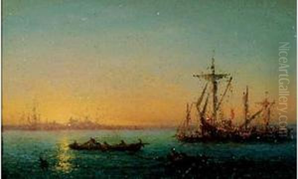 Marine Au Soleil Couchant, Liban Oil Painting by Louis Lottier