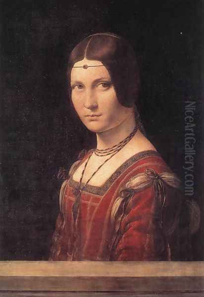 La belle Ferroniere c. 1490 Oil Painting by Leonardo Da Vinci