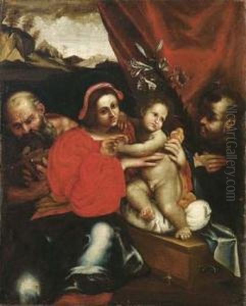 Madonna Col Bambino E I Santi Gerolamo E Antonio Da Padova Oil Painting by Lorenzo Lotto