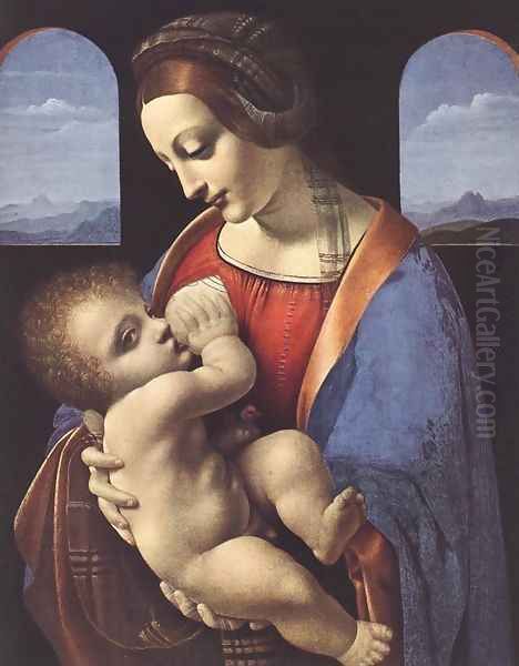 Madonna Litta c. 1490-91 Oil Painting by Leonardo Da Vinci