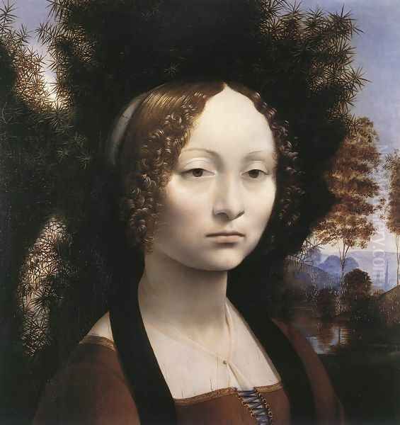 Portrait of Ginevra de Benci Oil Painting by Leonardo Da Vinci