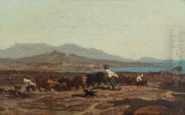 Vue De Marseille, Prise Des Aygalades, Un Jour De Marche Oil Painting by Emile Loubon