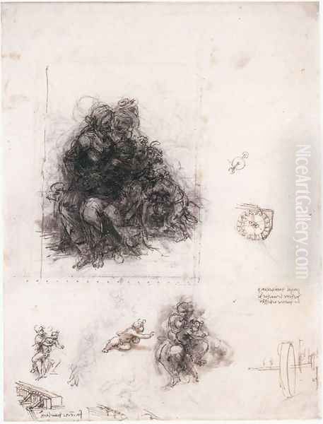 Study for the Burlington House Cartoon Oil Painting by Leonardo Da Vinci