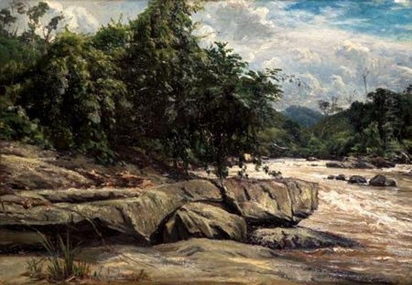 Paysage Au Fleuve Oil Painting by Emile Loubon