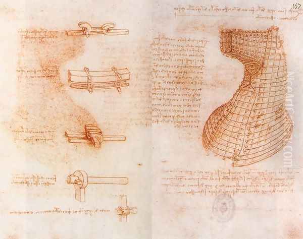 Double manuscript page on the Sforza monument c. 1493 Oil Painting by Leonardo Da Vinci