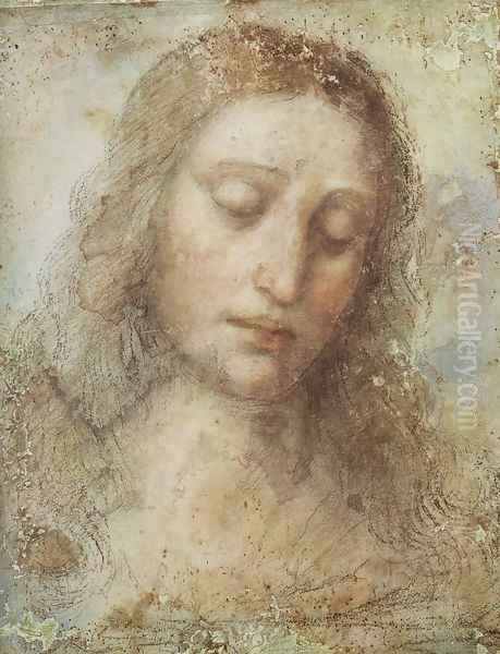 Head of Christ Oil Painting by Leonardo Da Vinci