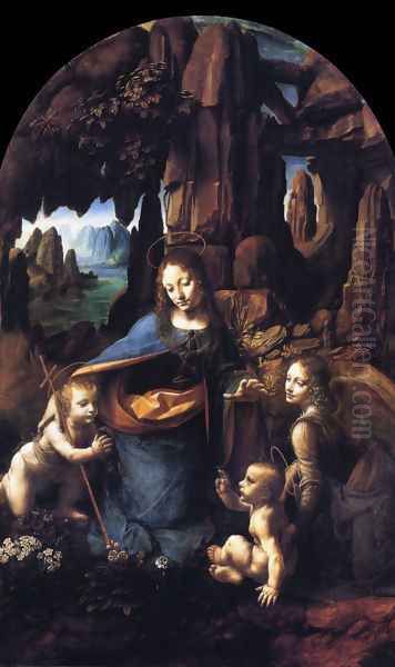 Virgin of the Rocks 1495-1508 Oil Painting by Leonardo Da Vinci