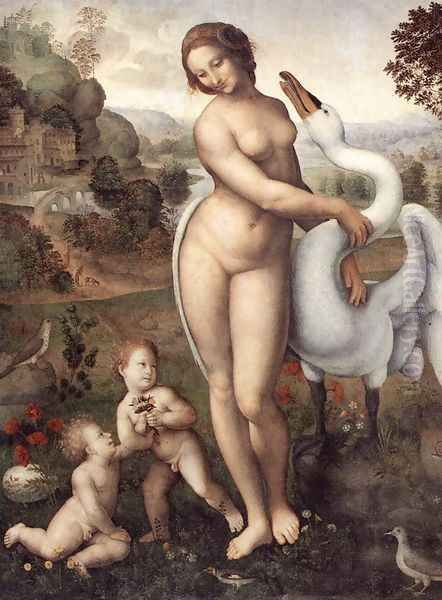 Leda and the Swan 1505-10 Oil Painting by Leonardo Da Vinci