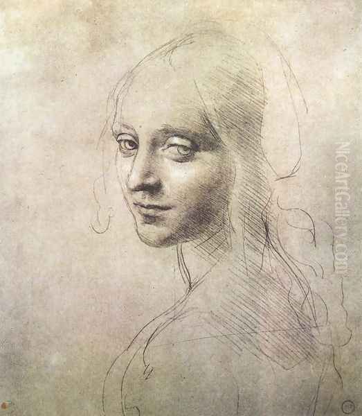 Head of a girl c. 1483 Oil Painting by Leonardo Da Vinci