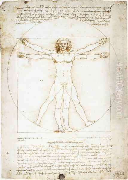 man proportions Oil Painting by Leonardo Da Vinci