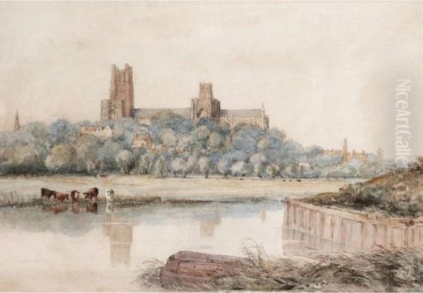 View Of Ely Cathedral Oil Painting by Thomas Lound