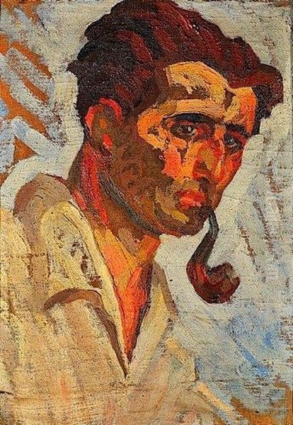 Portrait Du Peintre Eran Chaban Oil Painting by Maurice Albert Loutreuil