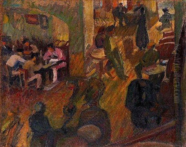 Le Cafe, Sardaigne Oil Painting by Maurice Albert Loutreuil