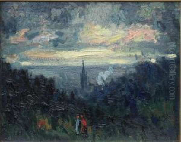 Soleil Couchant Sur Rouen Oil Painting by Maurice Louvrier